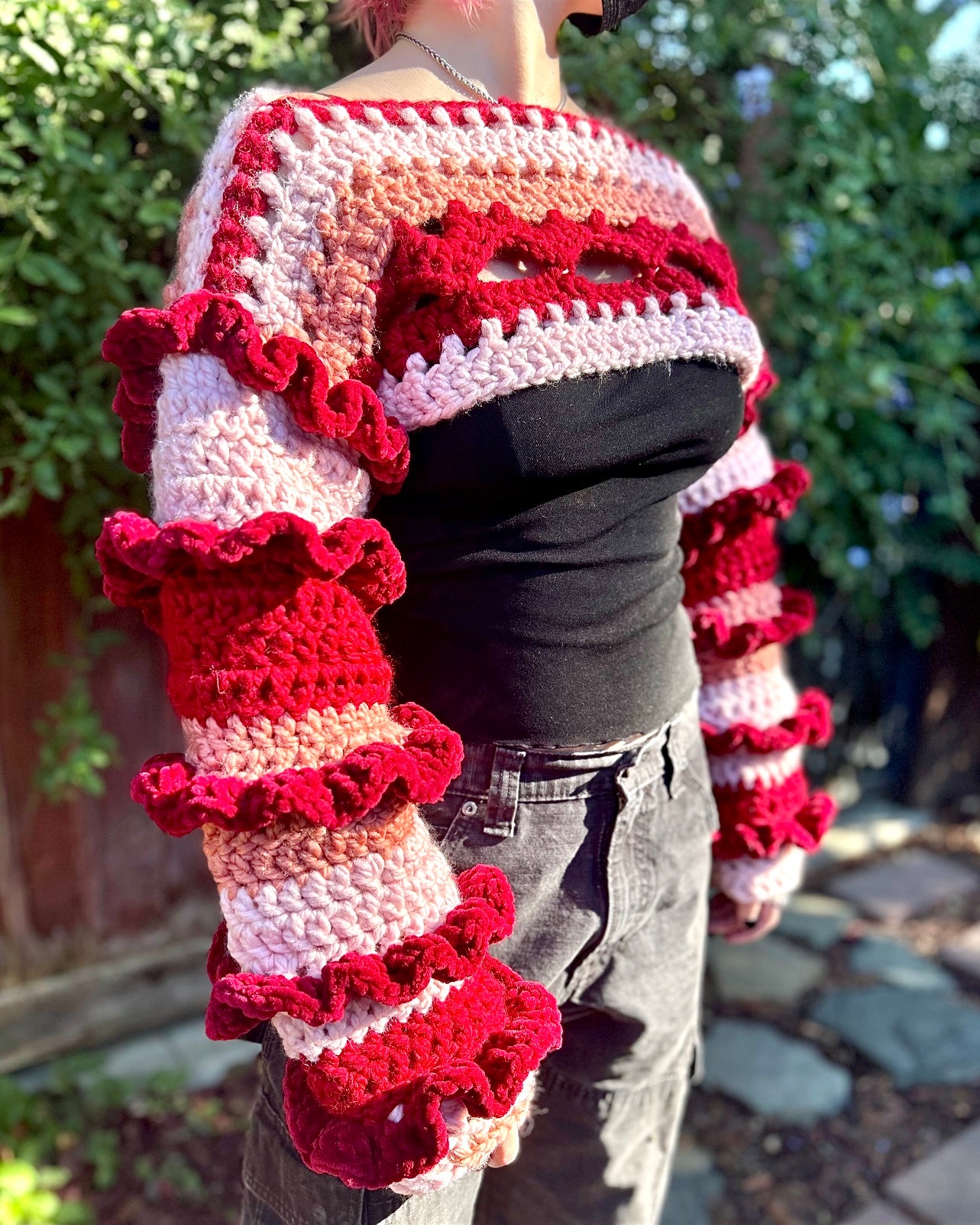 Crochet clown bolero top