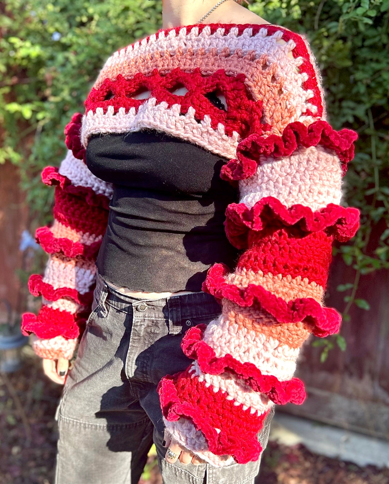 Crochet clown bolero top