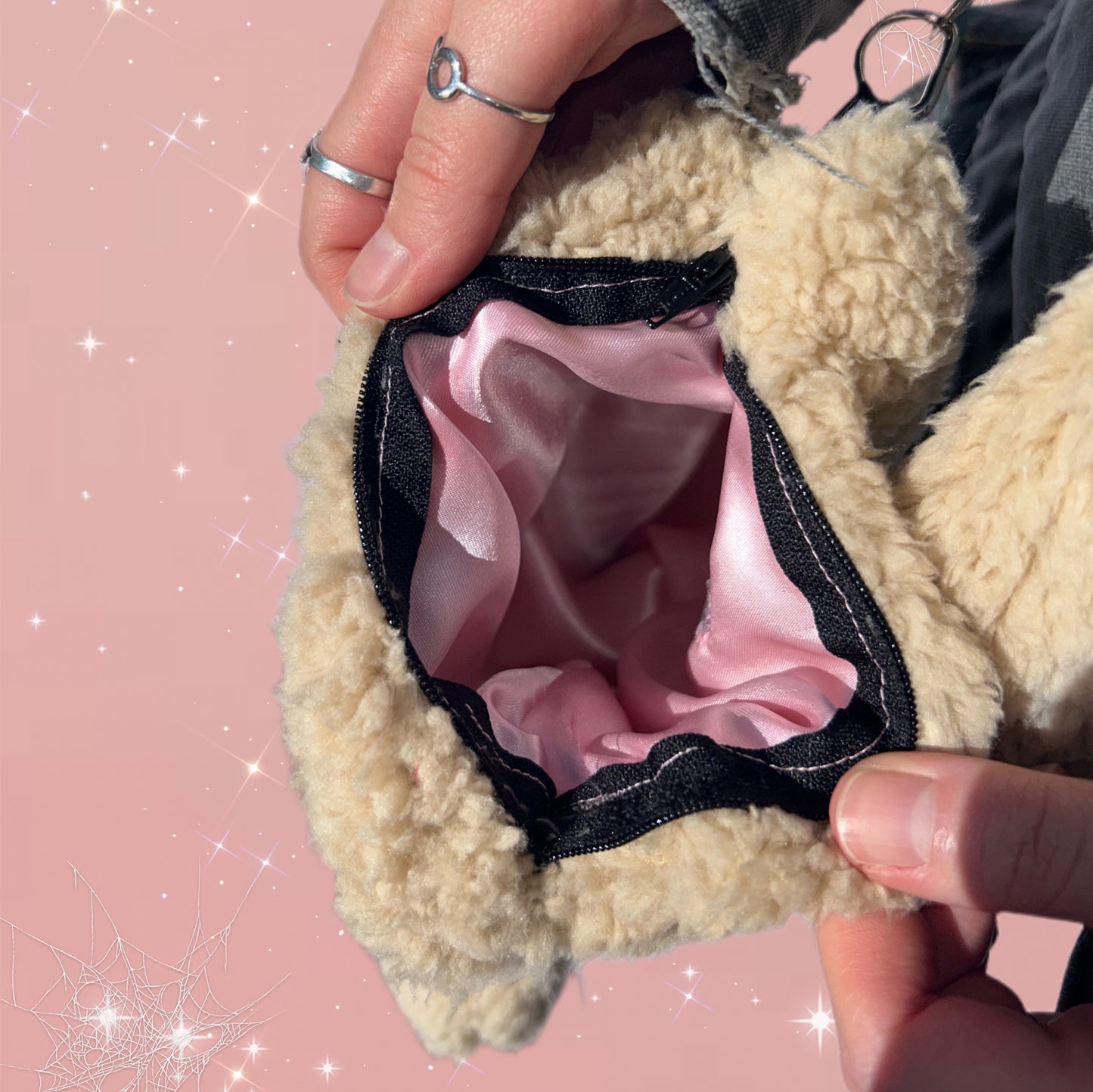Tan and black star bag