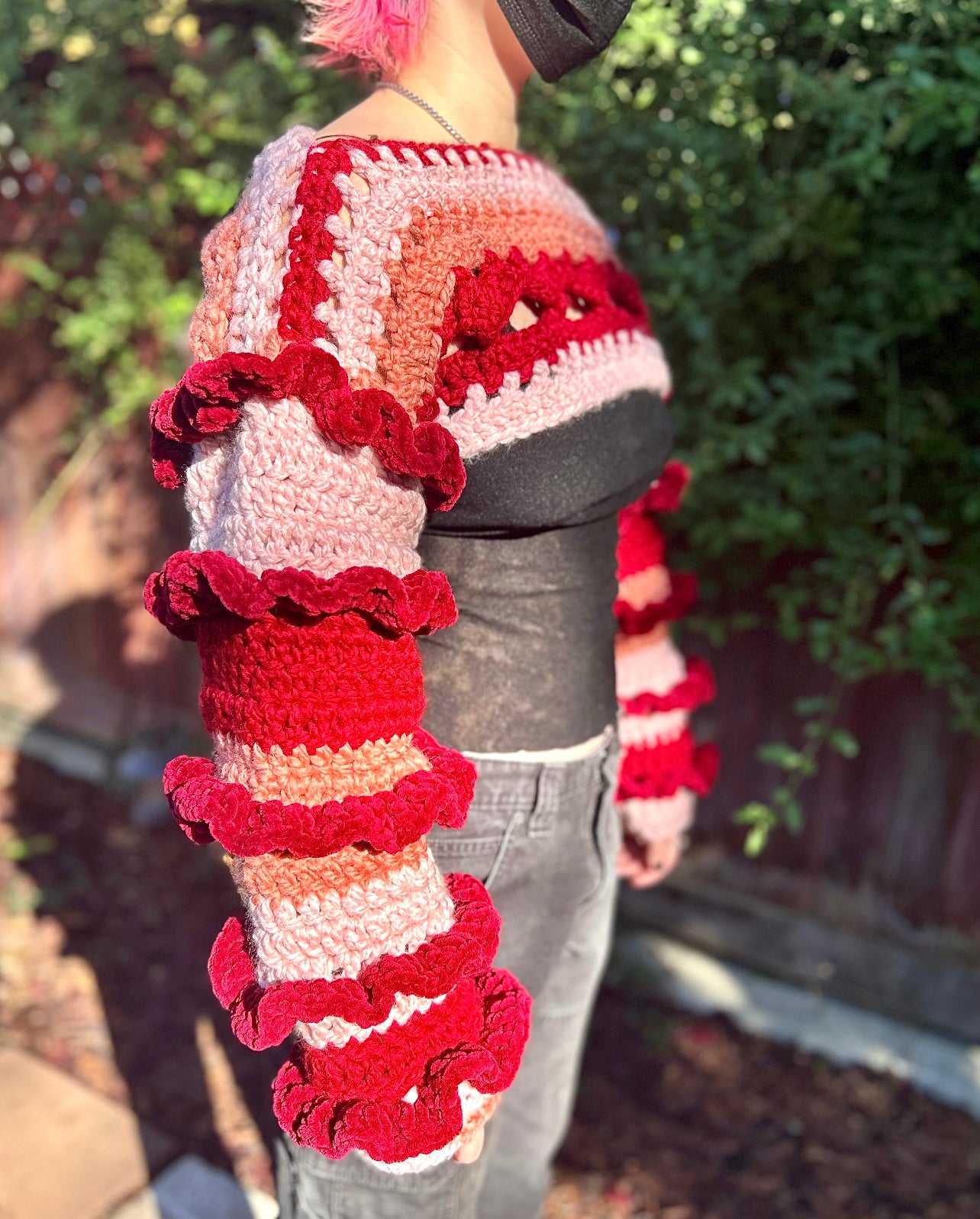 Crochet clown bolero top