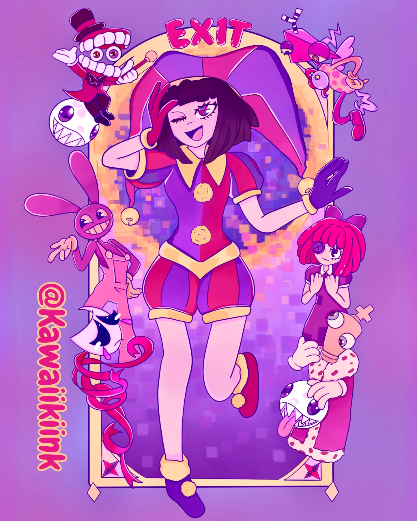The amazing digital circus keychain / sticker