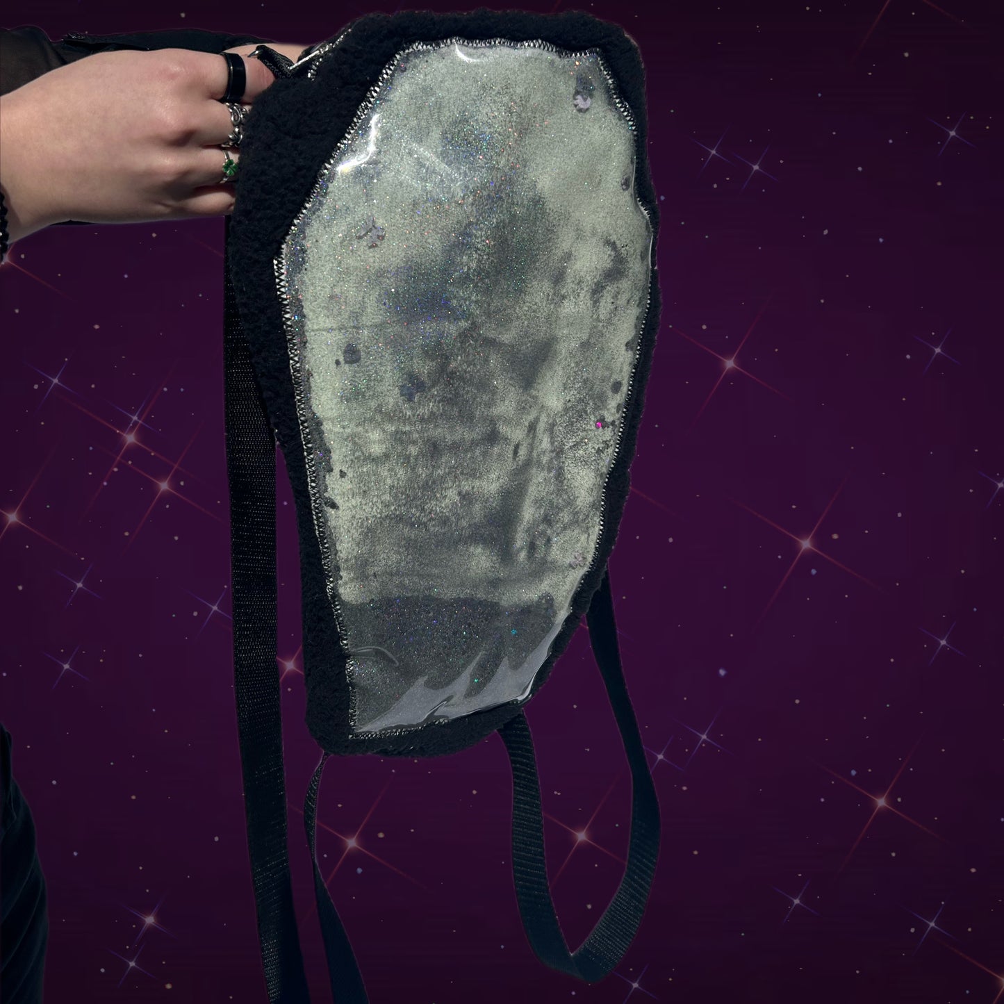 Glow in the dark coffin backpack