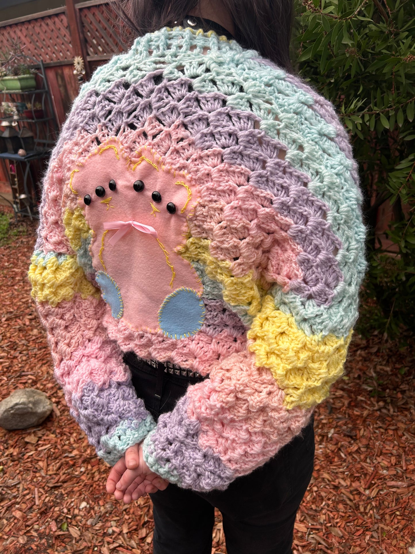 Crochet pastel rainbow cardigan