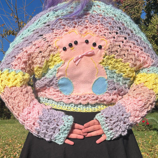 Crochet pastel rainbow cardigan