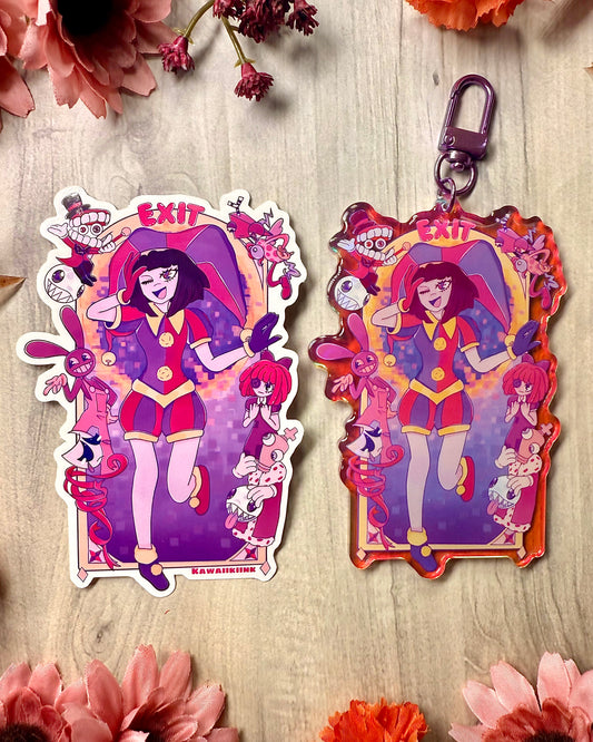 The amazing digital circus keychain / sticker