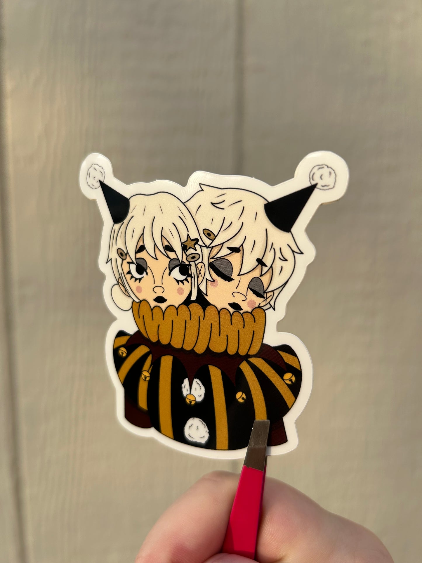 Twin clown stickers