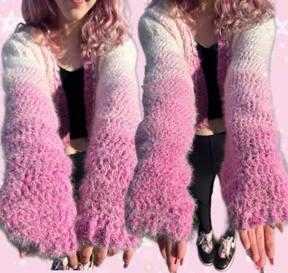 Pink into white ombré cardigan ( size medium )