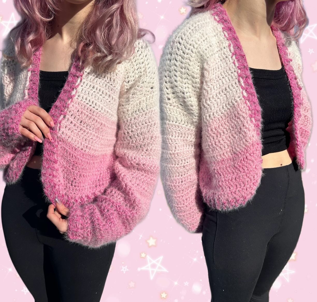 Pink into white ombré cardigan ( size medium )