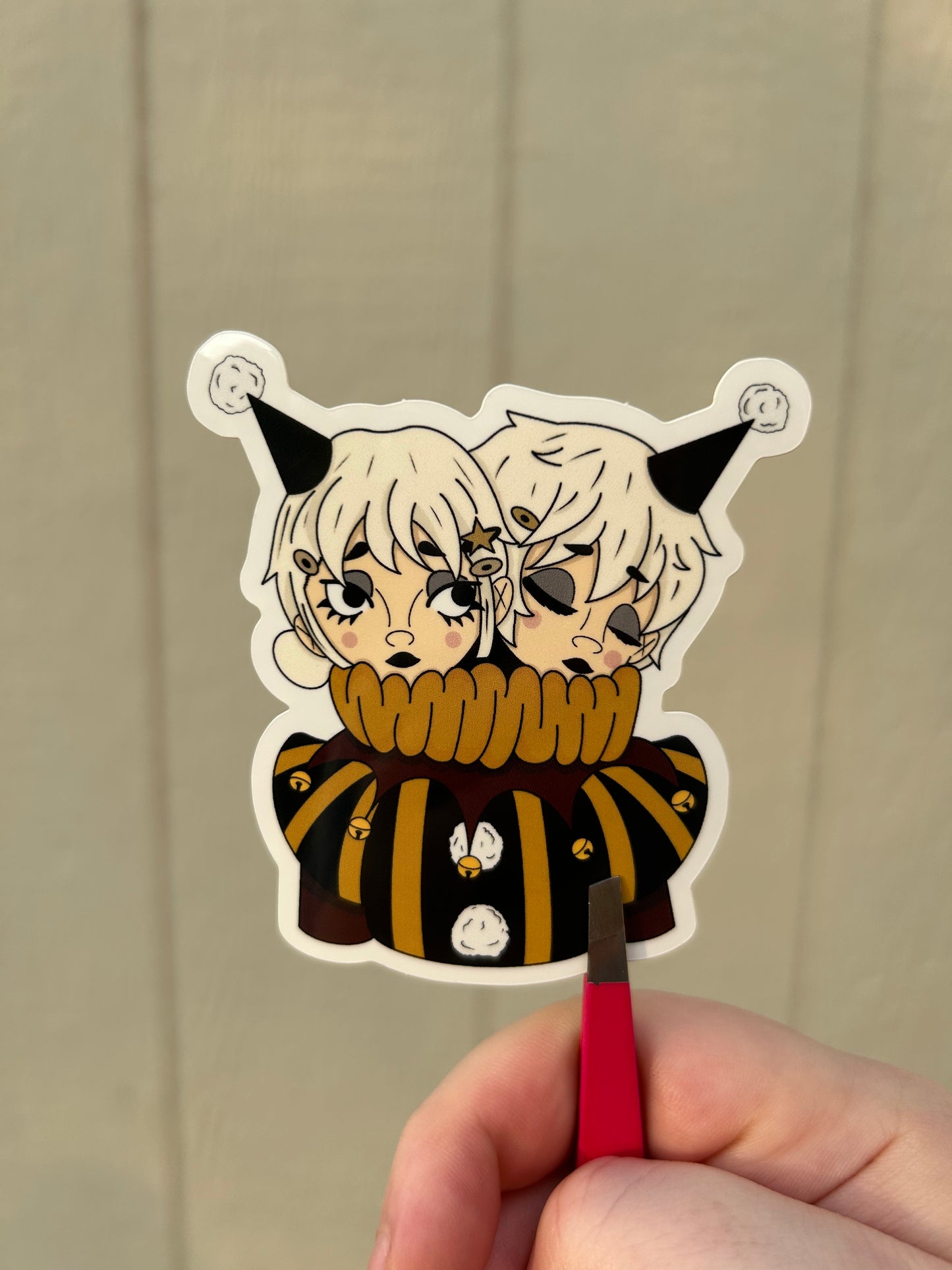 Twin clown stickers