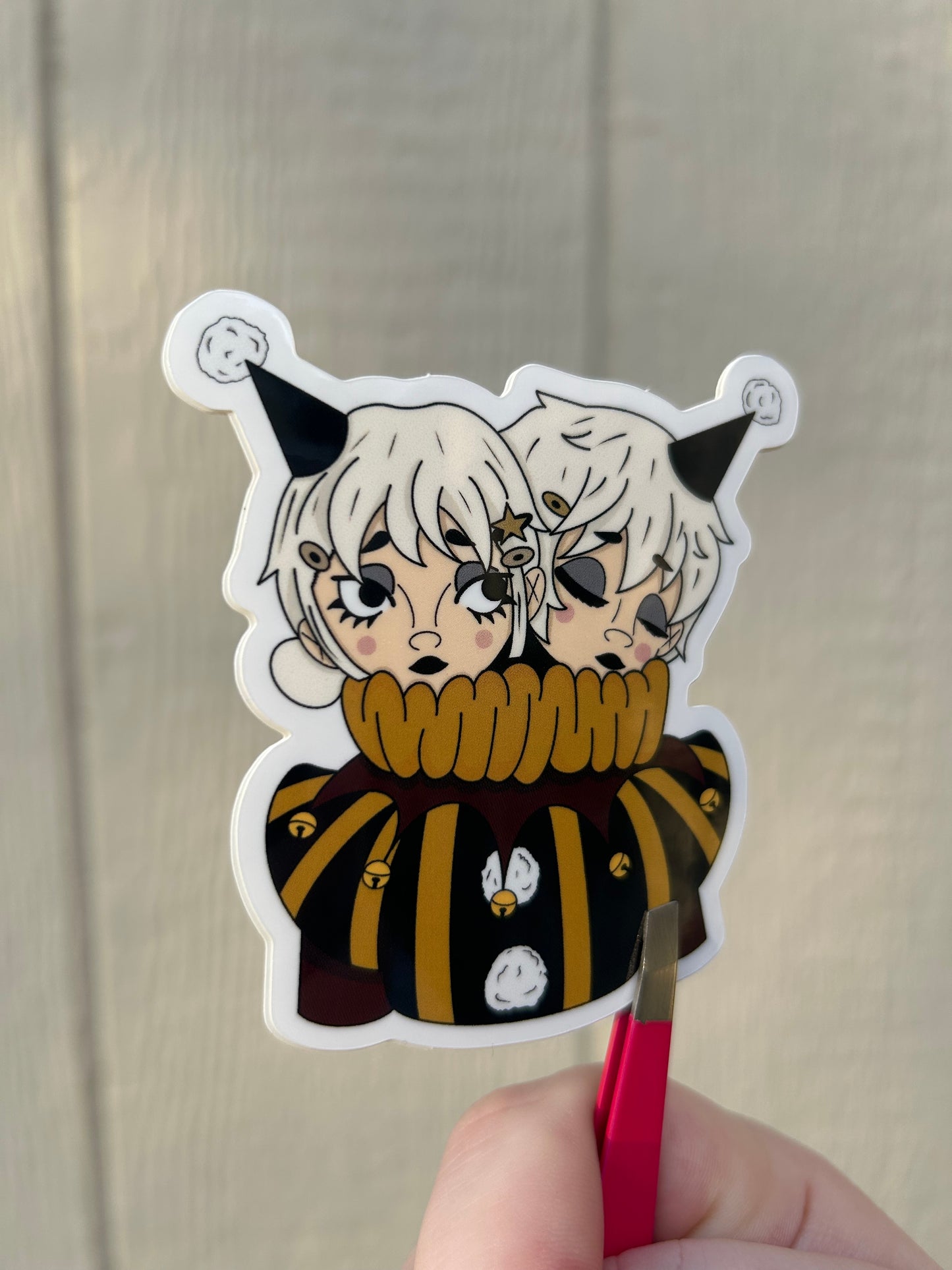 Twin clown stickers