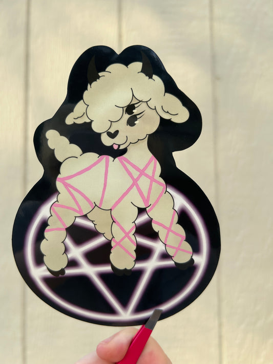 Satanic lamb sticker