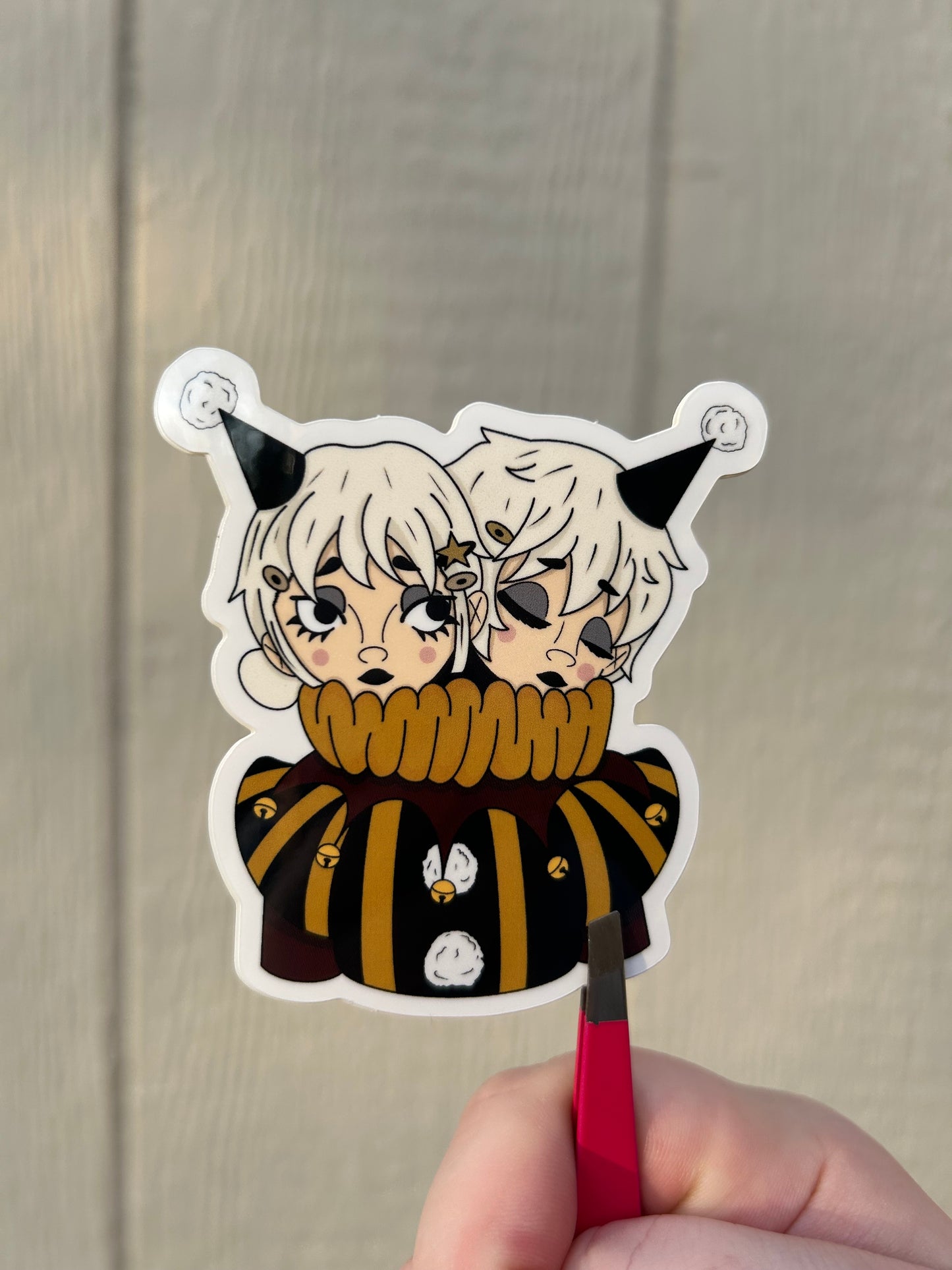 Twin clown stickers