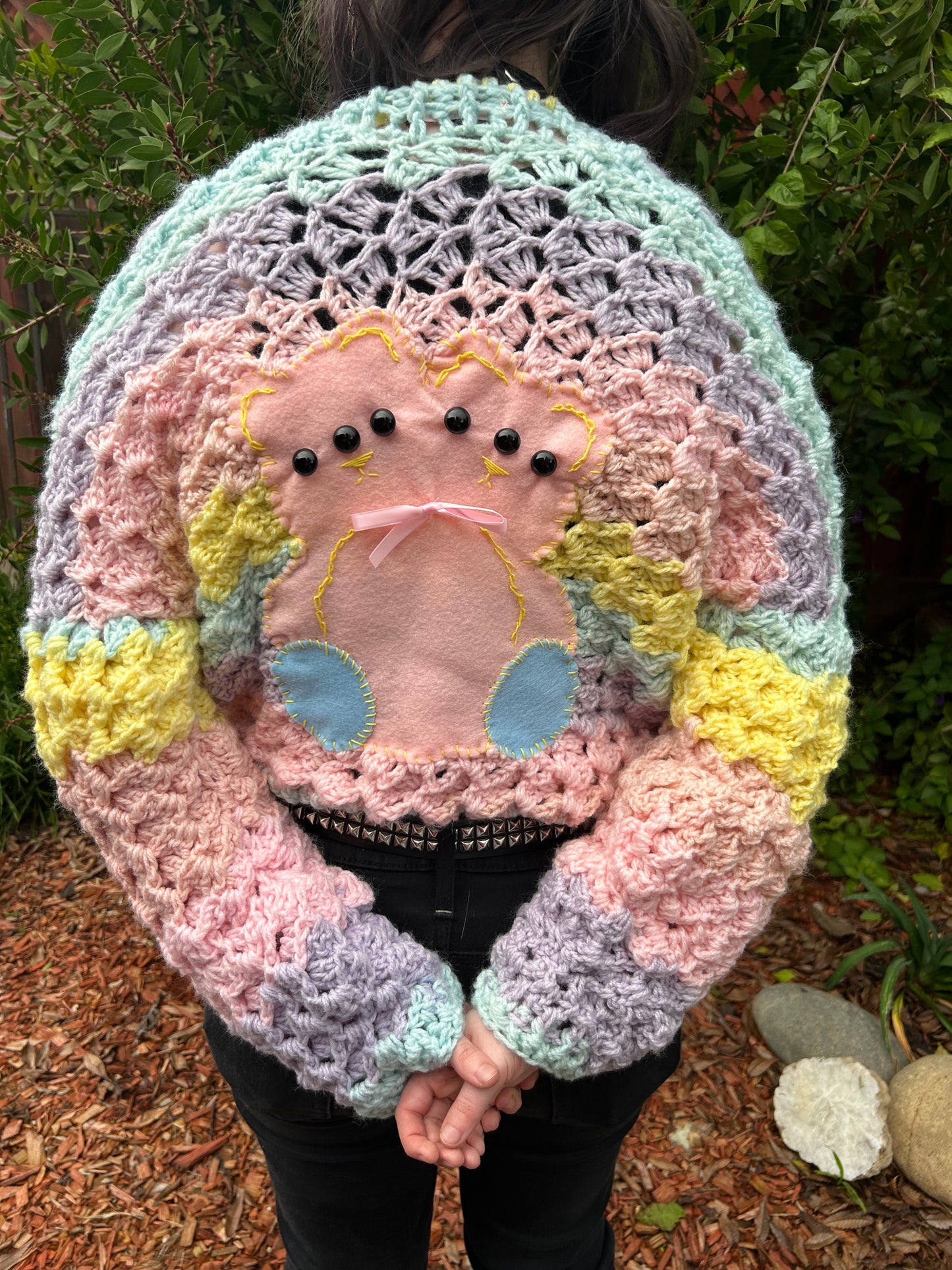 Crochet pastel rainbow cardigan