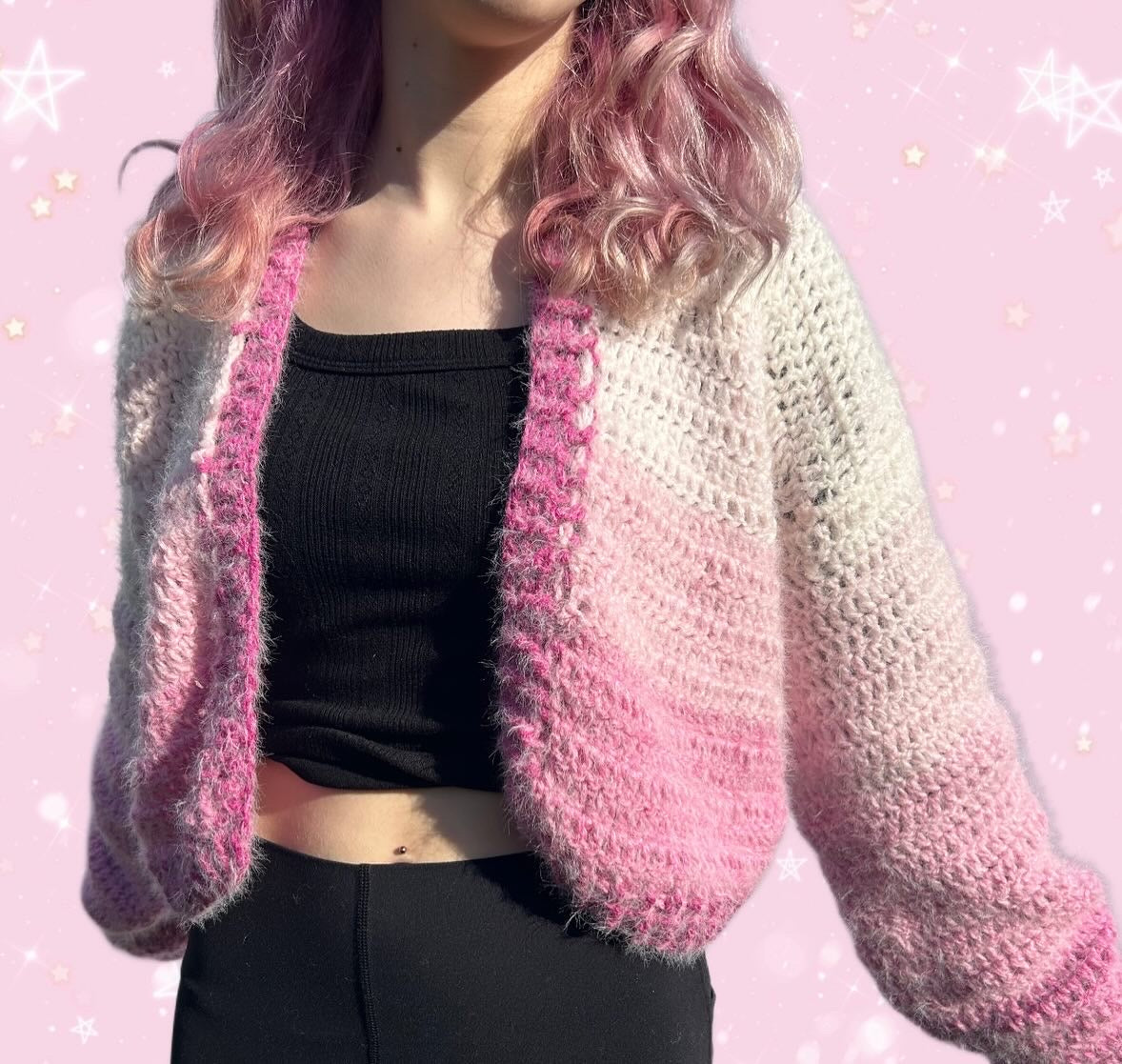 Pink into white ombré cardigan ( size medium )