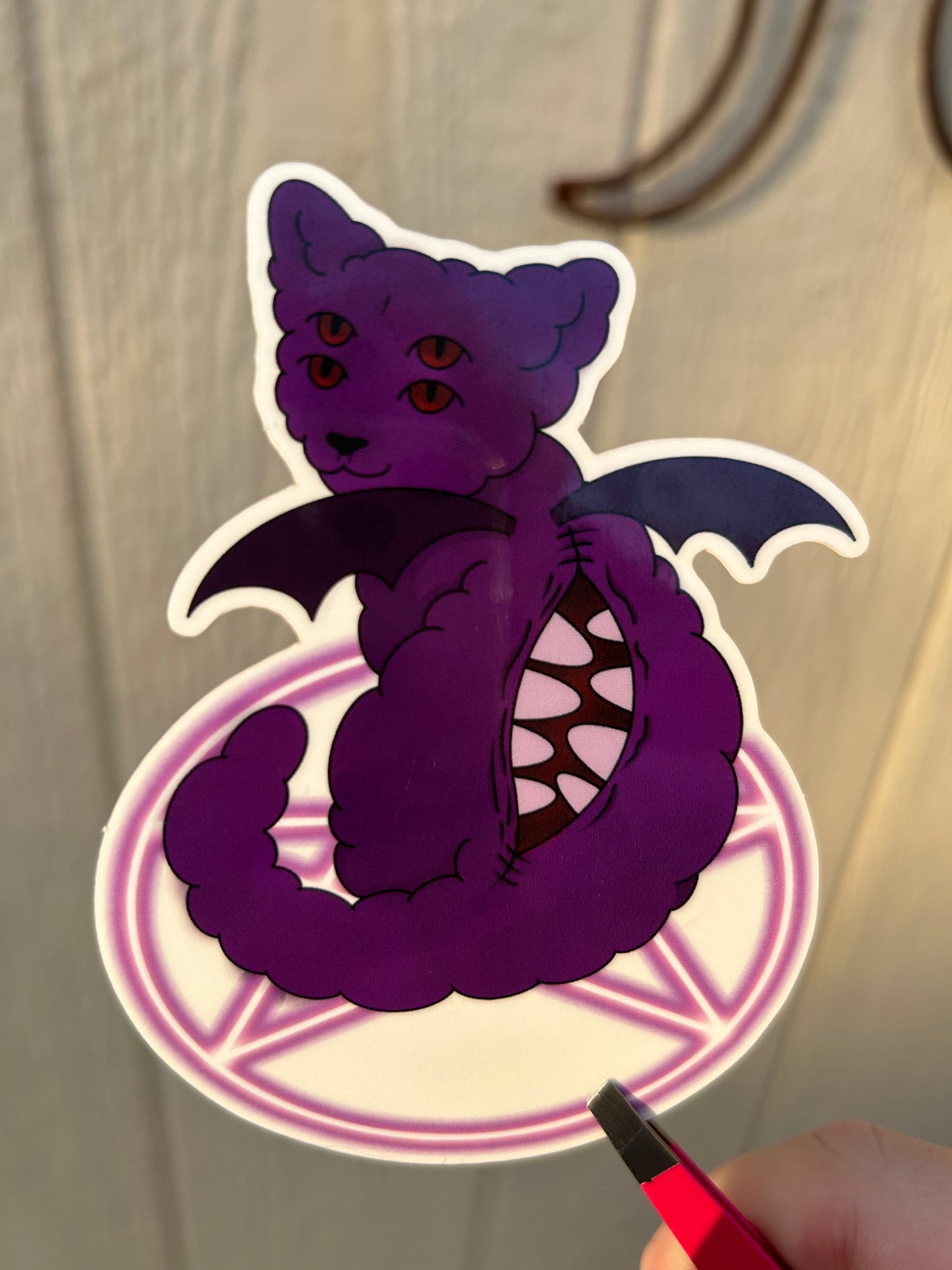 Satanic demon cat sticker