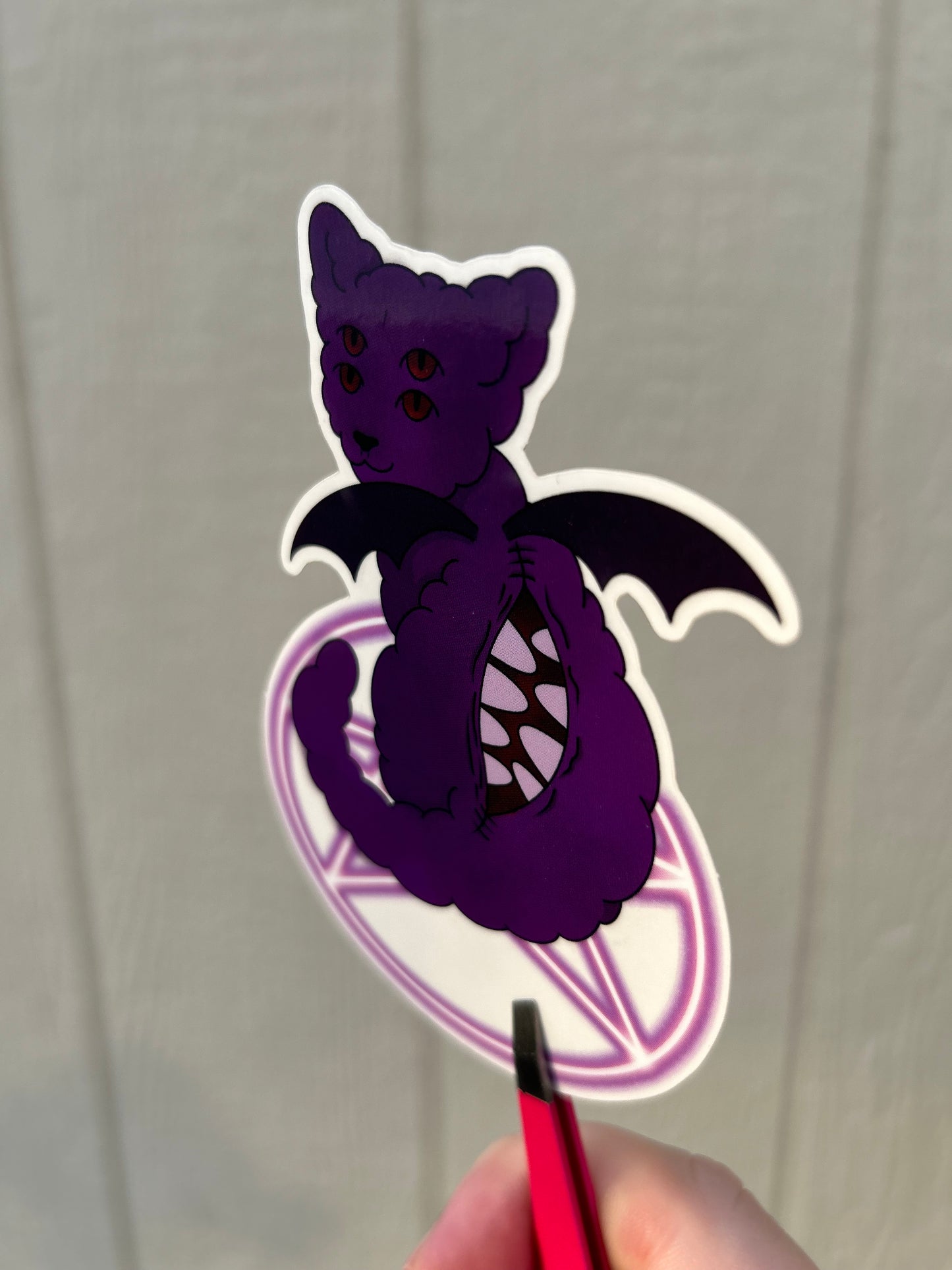 Satanic demon cat sticker