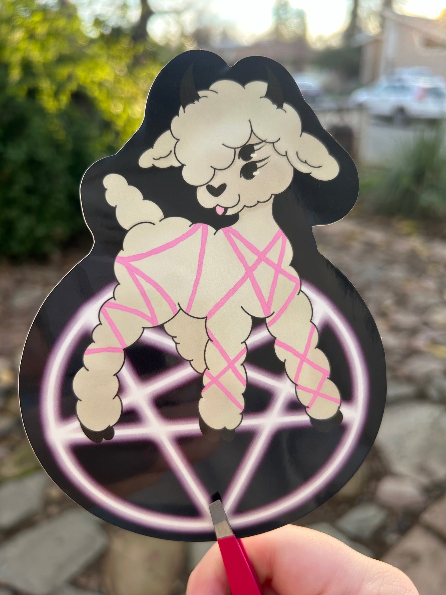 Satanic lamb sticker