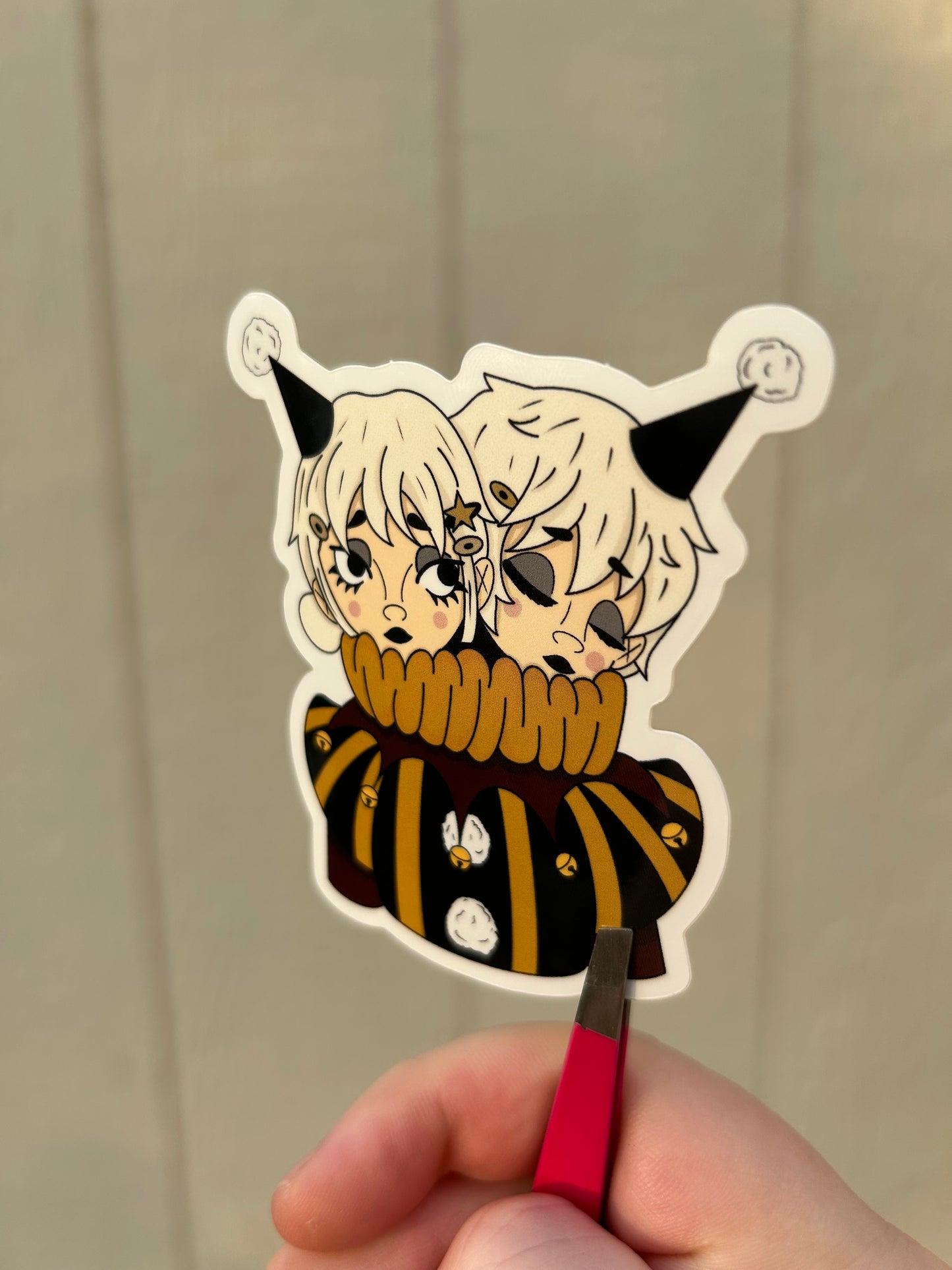 Twin clown stickers